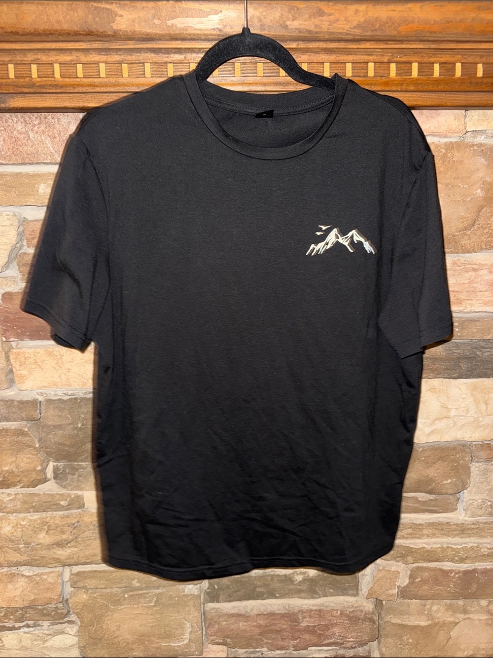 SHEIN Black Short Sleeve Tee with Mountain Chest Graphic
